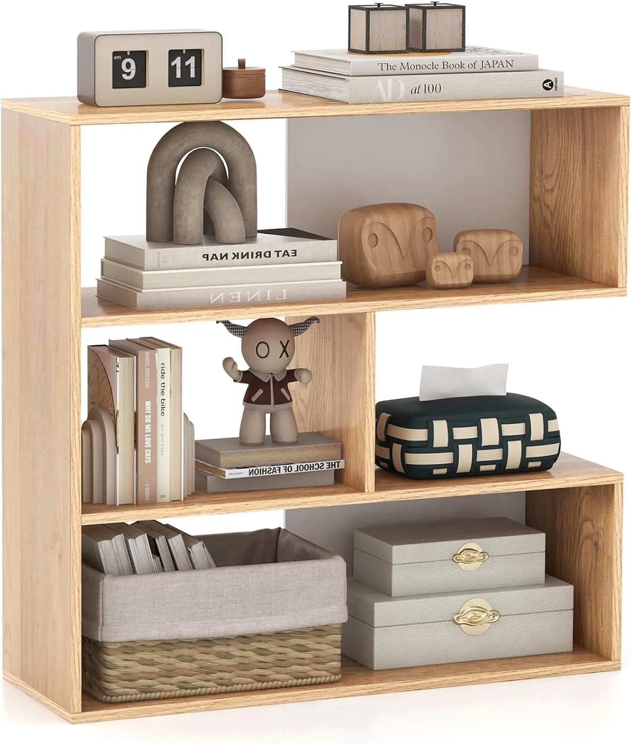 Tangkula 6 Cubes Bookcase, 2-Piece Separable Floor Standing Open Horizontal Bookshelf
