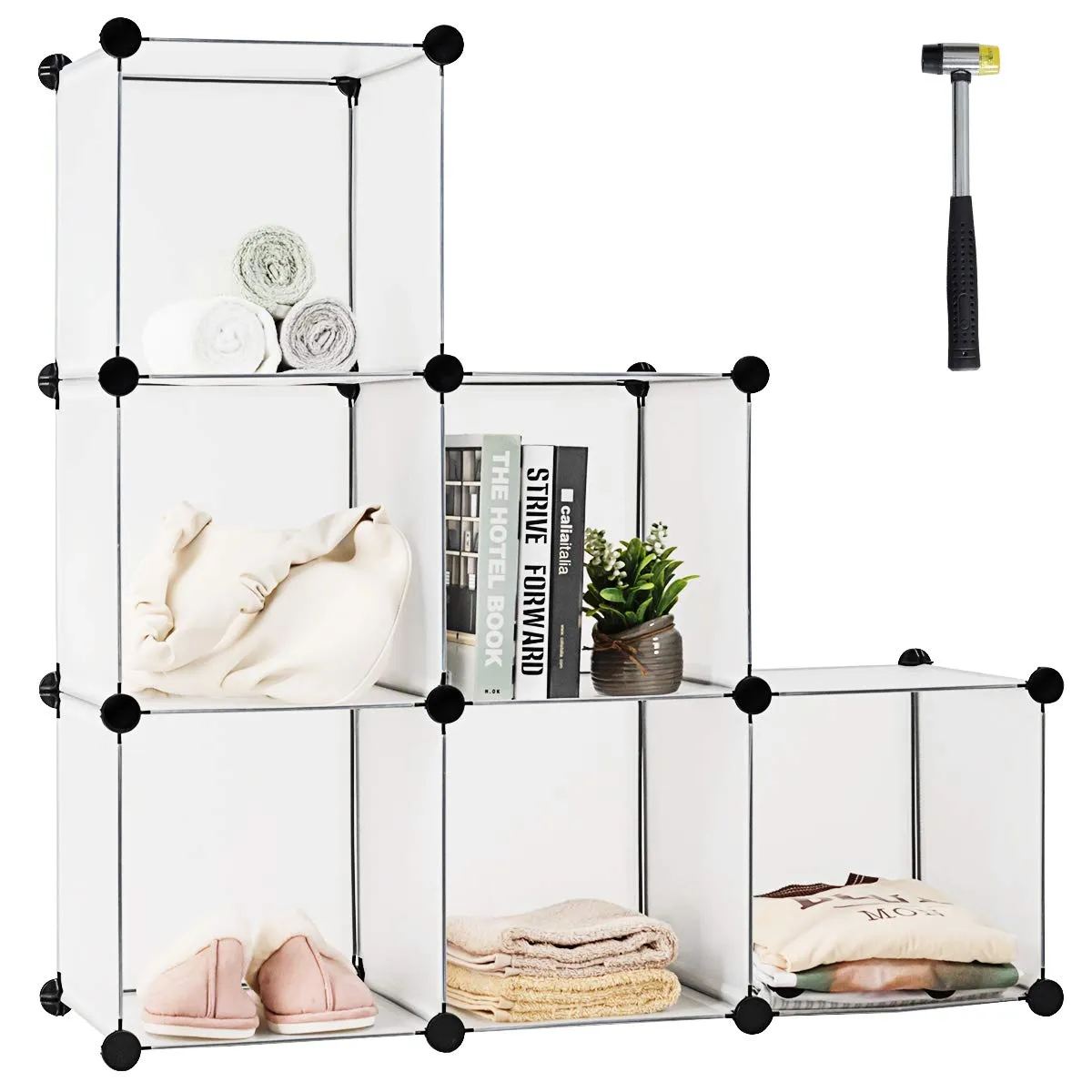 Tangkula 6 Cubes Storage Organizer, DIY Plastic PP Closet Cabinet