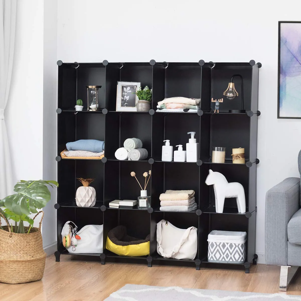 Tangkula 6 Cubes Storage Organizer, DIY Plastic PP Closet Cabinet