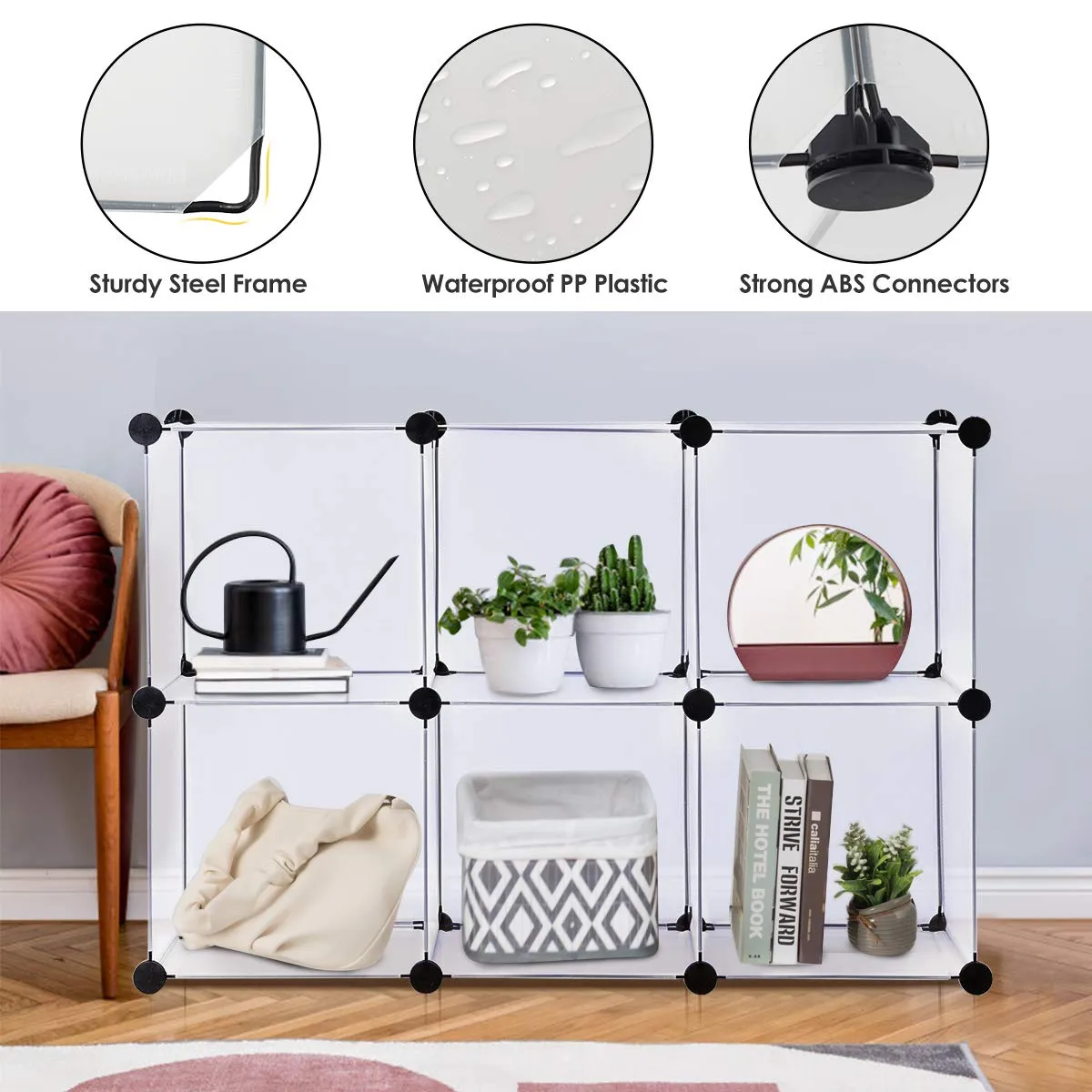 Tangkula 6 Cubes Storage Organizer, DIY Plastic PP Closet Cabinet