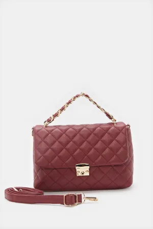 Women Burgundy Flap Messenger Bag