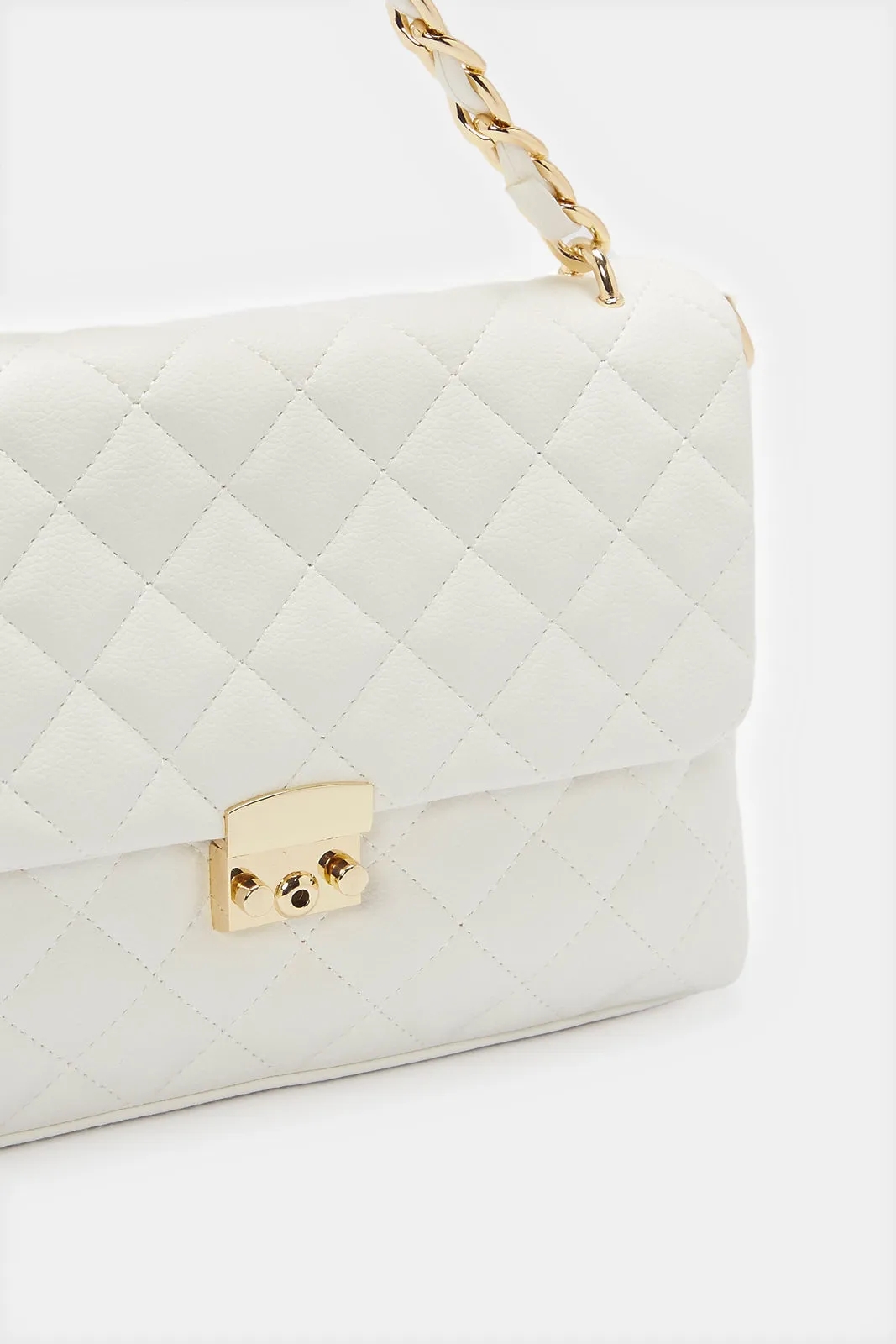 Women White Flap Messenger Bag