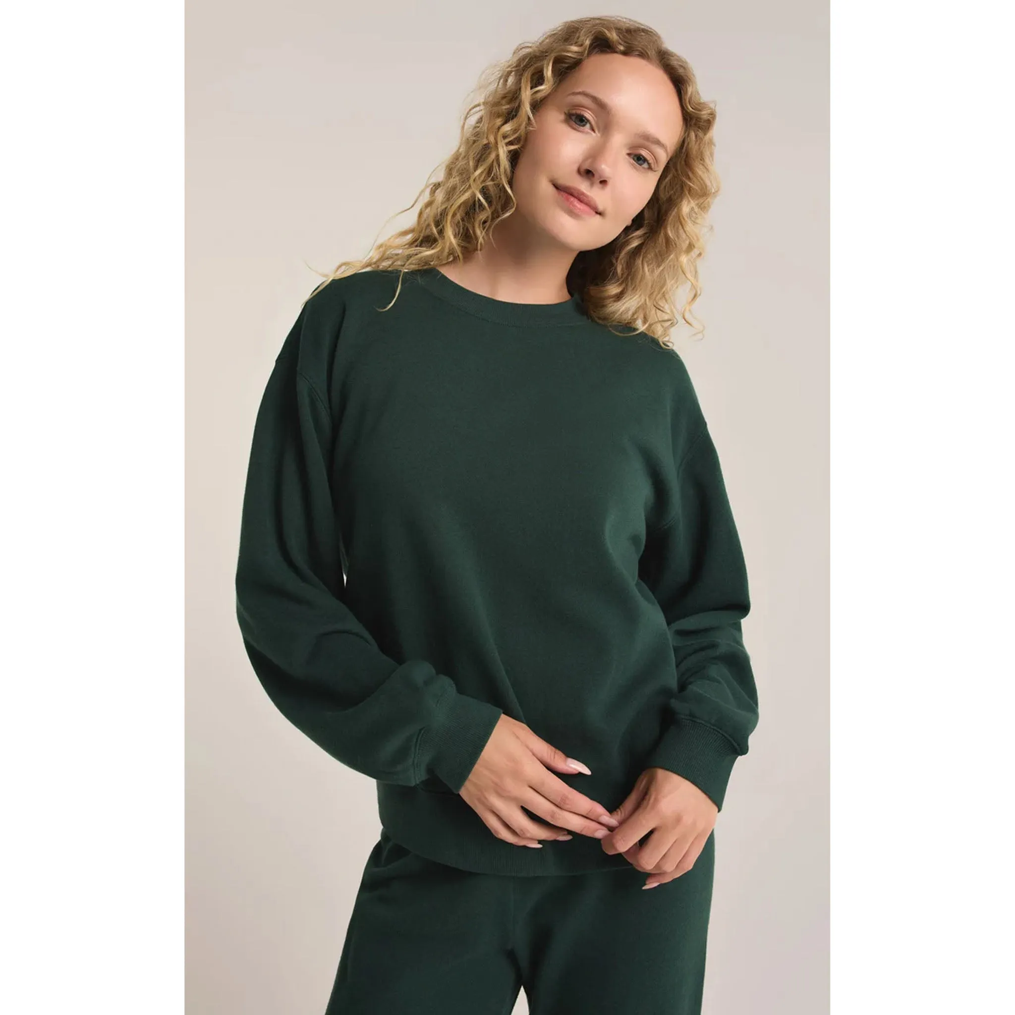 Z Supply Boyfriend Sweatshirt in Cyprus Green