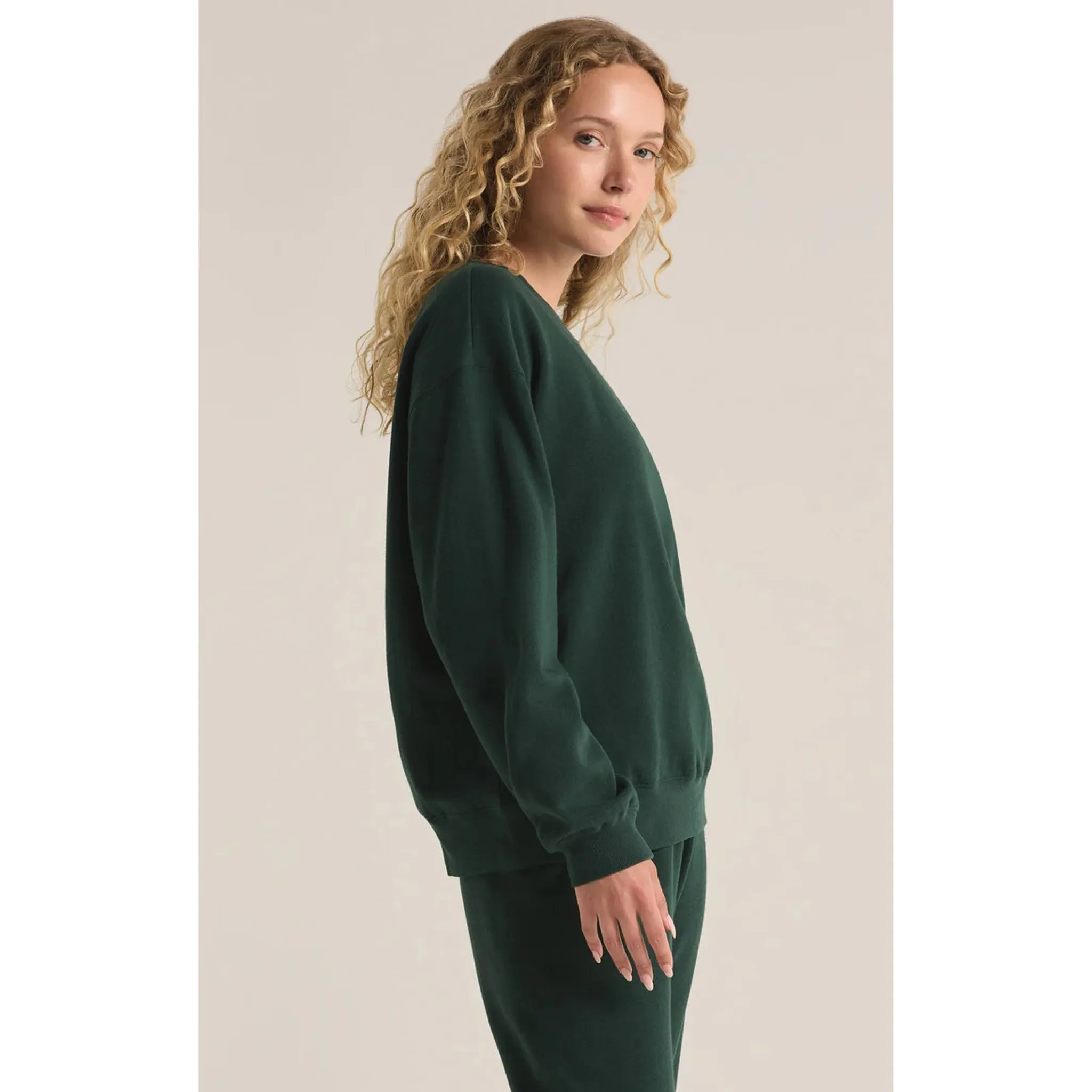 Z Supply Boyfriend Sweatshirt in Cyprus Green