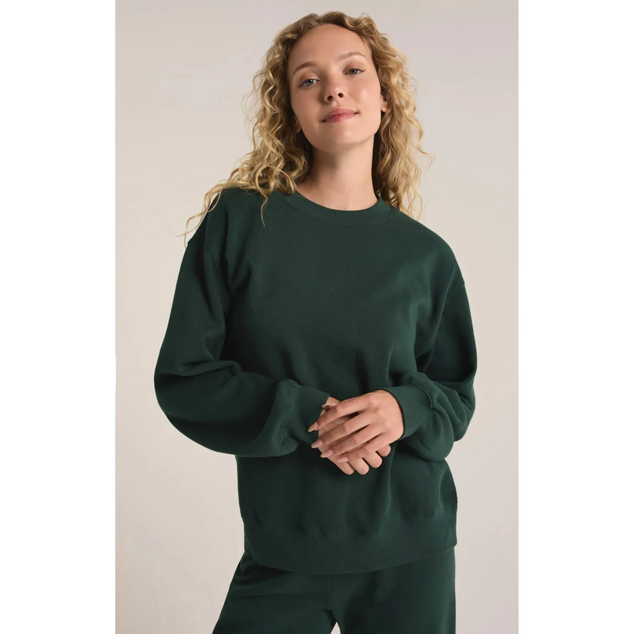 Z Supply Boyfriend Sweatshirt in Cyprus Green