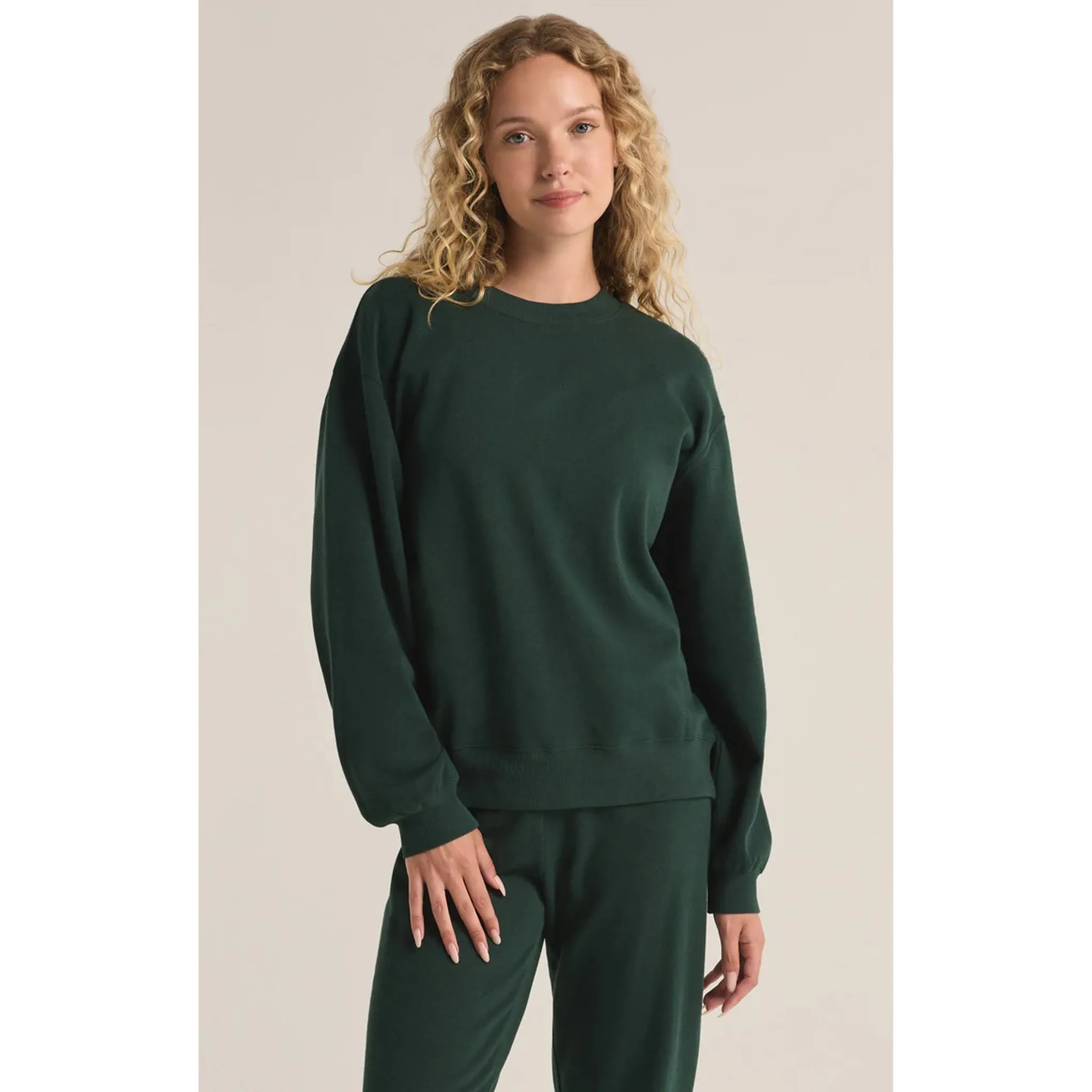 Z Supply Boyfriend Sweatshirt in Cyprus Green